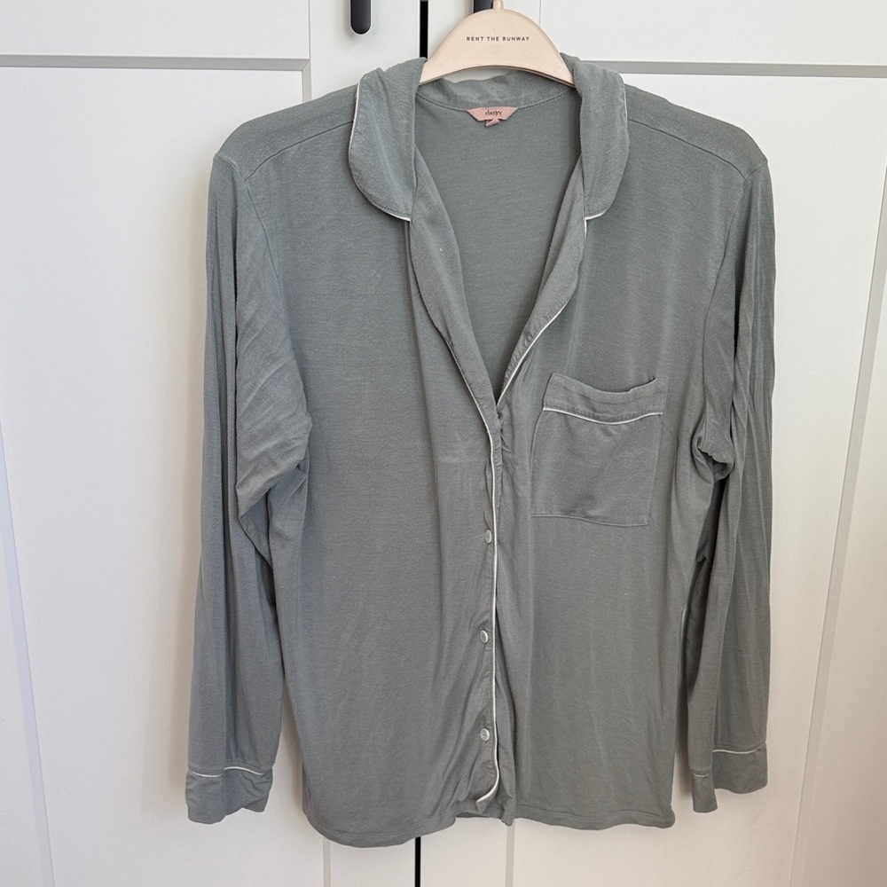 Eberjey Soft Green Button-Down Pajama Set